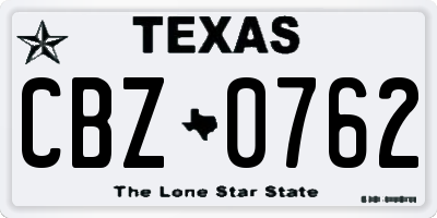 TX license plate CBZ0762