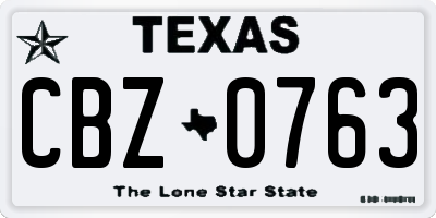 TX license plate CBZ0763