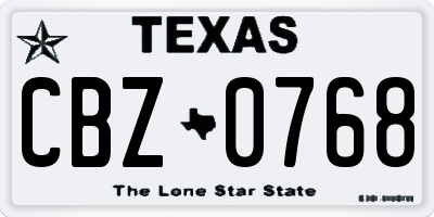 TX license plate CBZ0768