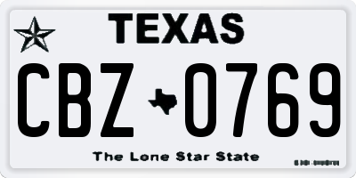 TX license plate CBZ0769
