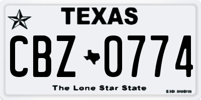 TX license plate CBZ0774