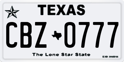 TX license plate CBZ0777