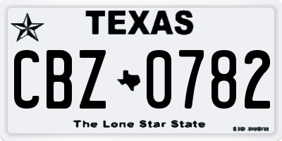 TX license plate CBZ0782