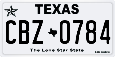 TX license plate CBZ0784