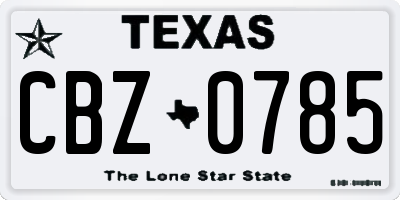 TX license plate CBZ0785