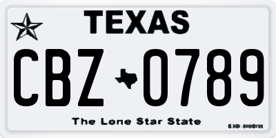 TX license plate CBZ0789