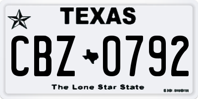 TX license plate CBZ0792