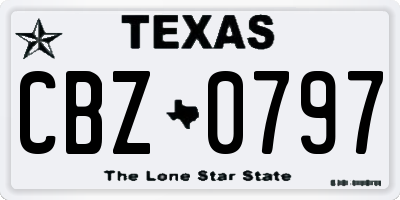TX license plate CBZ0797