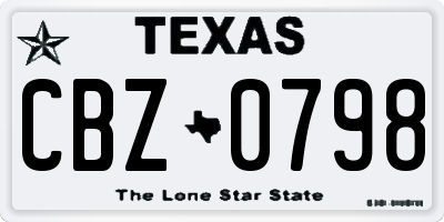 TX license plate CBZ0798