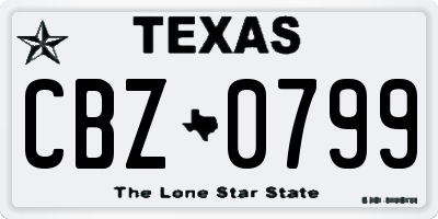 TX license plate CBZ0799