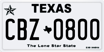 TX license plate CBZ0800