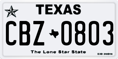 TX license plate CBZ0803