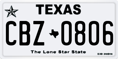 TX license plate CBZ0806