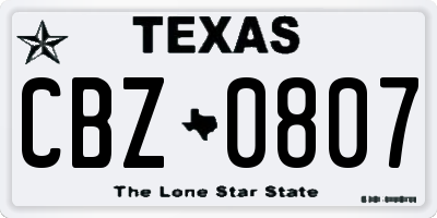 TX license plate CBZ0807