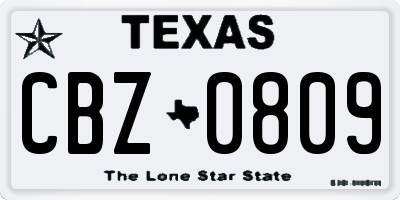 TX license plate CBZ0809