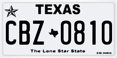 TX license plate CBZ0810