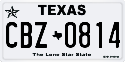 TX license plate CBZ0814