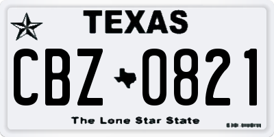 TX license plate CBZ0821