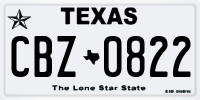 TX license plate CBZ0822