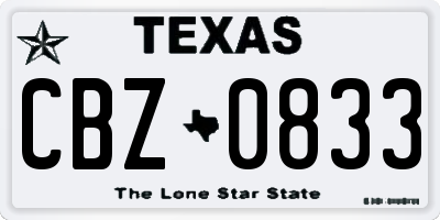 TX license plate CBZ0833