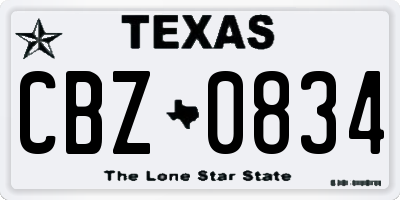 TX license plate CBZ0834