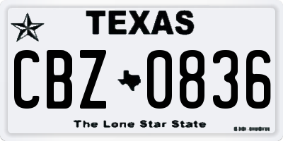 TX license plate CBZ0836