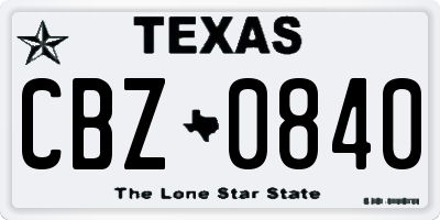 TX license plate CBZ0840