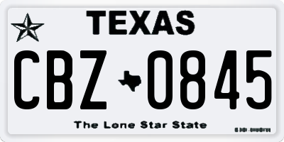 TX license plate CBZ0845