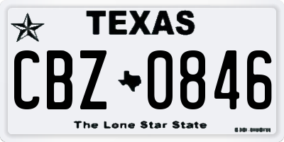 TX license plate CBZ0846