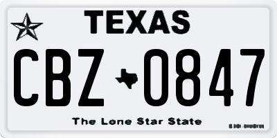 TX license plate CBZ0847