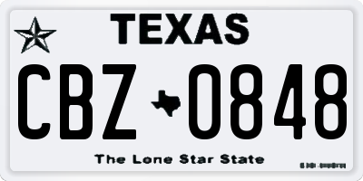 TX license plate CBZ0848