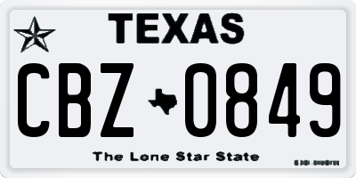 TX license plate CBZ0849