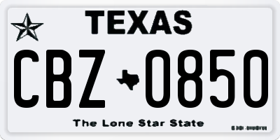 TX license plate CBZ0850