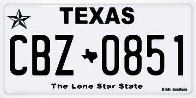 TX license plate CBZ0851