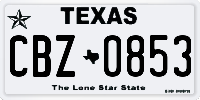TX license plate CBZ0853