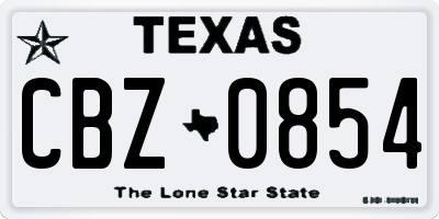 TX license plate CBZ0854