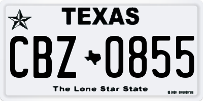 TX license plate CBZ0855