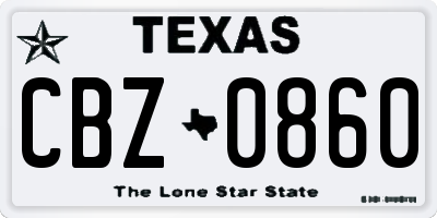 TX license plate CBZ0860