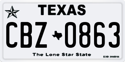 TX license plate CBZ0863