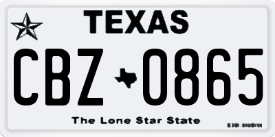 TX license plate CBZ0865