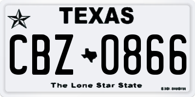 TX license plate CBZ0866