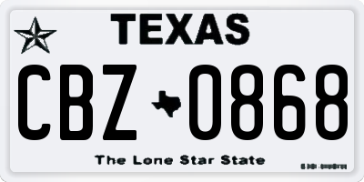 TX license plate CBZ0868