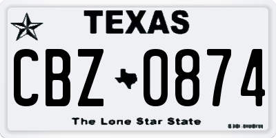 TX license plate CBZ0874