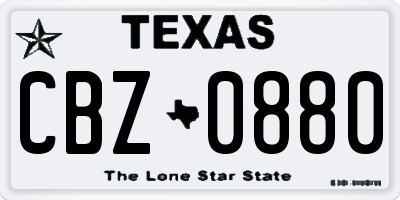 TX license plate CBZ0880