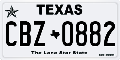 TX license plate CBZ0882