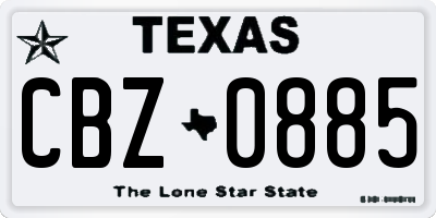 TX license plate CBZ0885