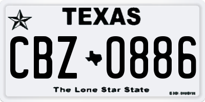 TX license plate CBZ0886