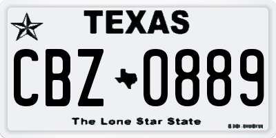 TX license plate CBZ0889