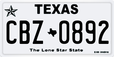 TX license plate CBZ0892