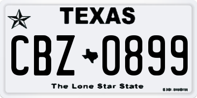 TX license plate CBZ0899